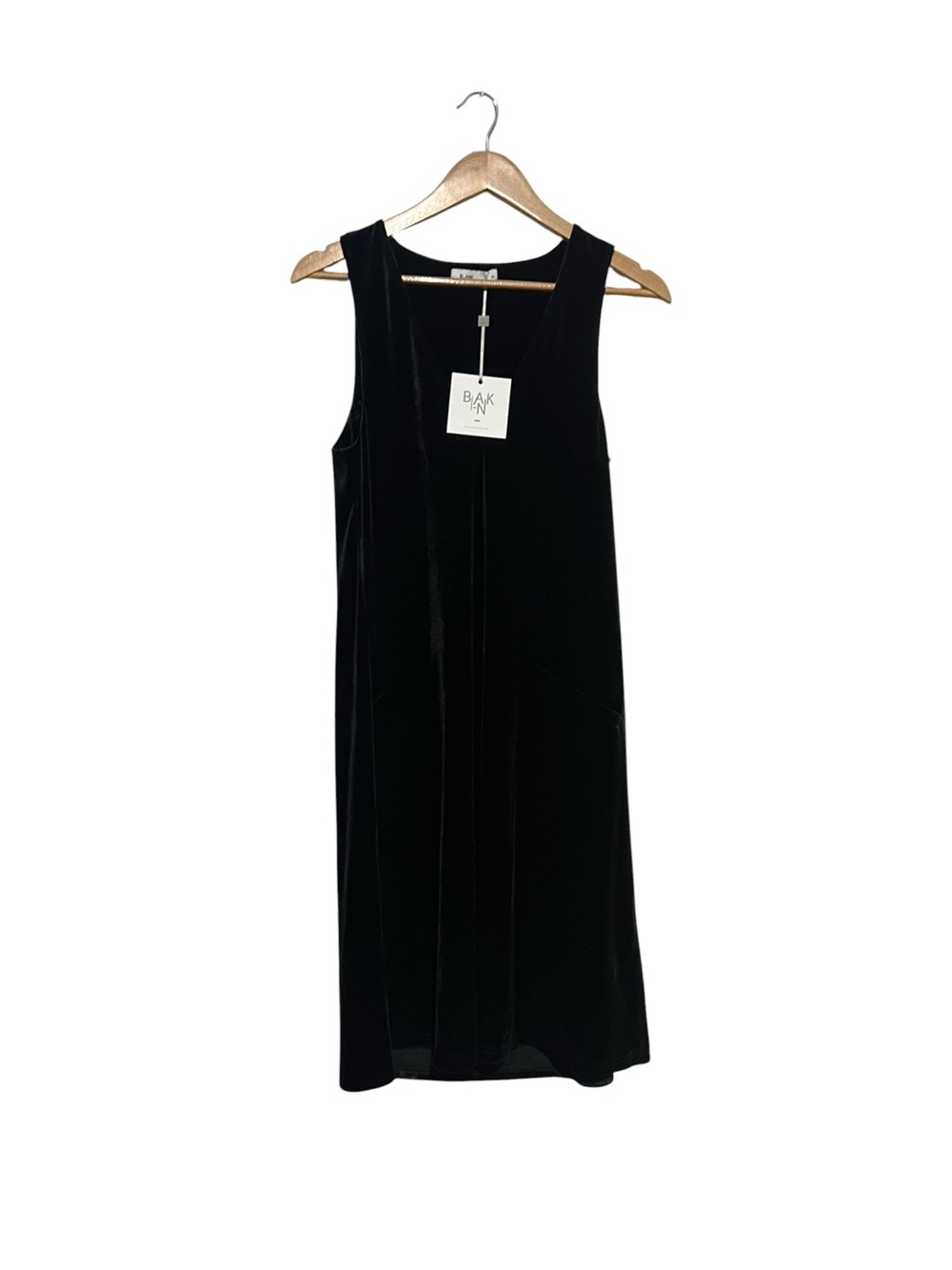 Blank Black Velvet Sleeveless Shift Dress XS Velour NWT Timeless V Neck